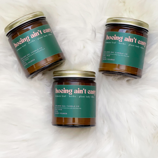 Hoeing Ain't Easy Candle